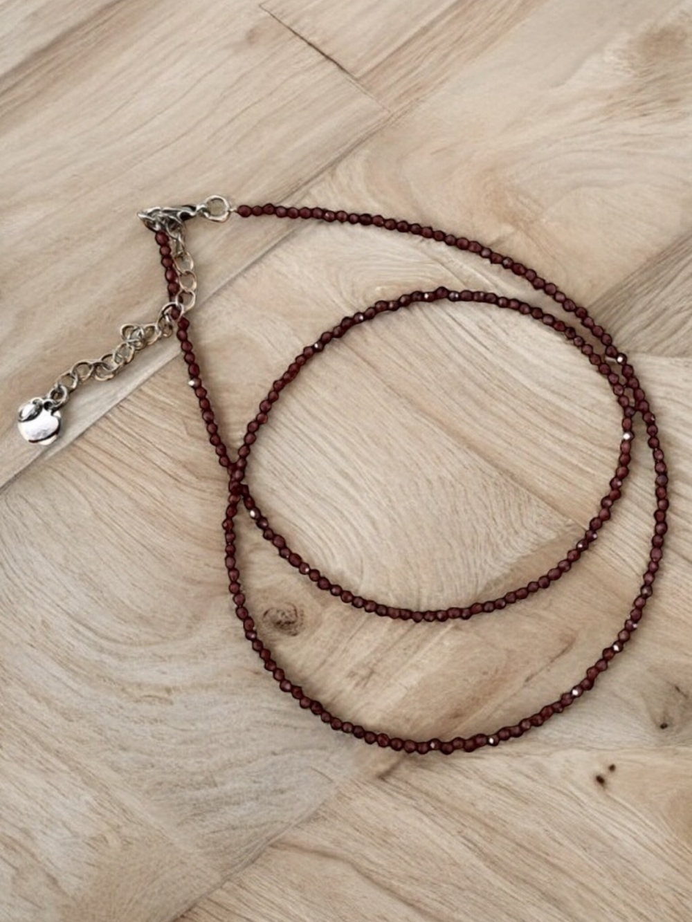 2mm Garnet Beaded Gemstone Necklace